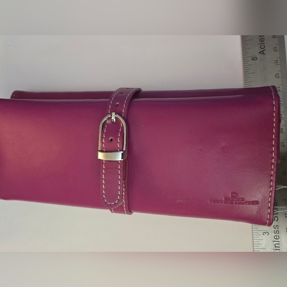 Danier Handbags - Danier Hot Pink Leather Travel Jewelry Roll